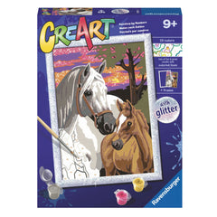 Pintura por números Cavalos ao Pôr-do-Sol – Ravensburger