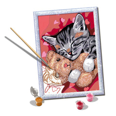 Pintura por números Gatinho e o seu Ursinho de Peluche – Ravensburger