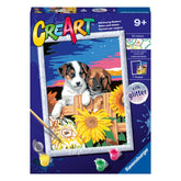 Pintura por números Cãezinhos com Girassóis – Ravensburger