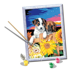 Pintura por números Cãezinhos com Girassóis – Ravensburger