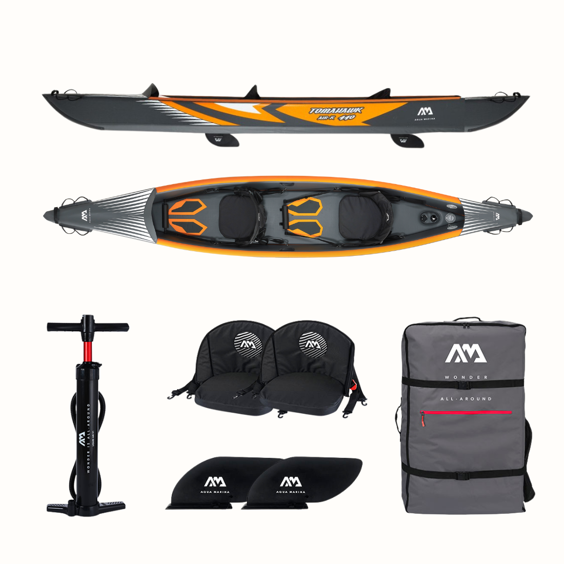 O Caiaque de Alta Pressão Tomahawk AIR-K-440 AQUA MARINA para 2 pessoas. Este caiaque é o companheiro perfeito para os mais aventureiros e mais corajosos.