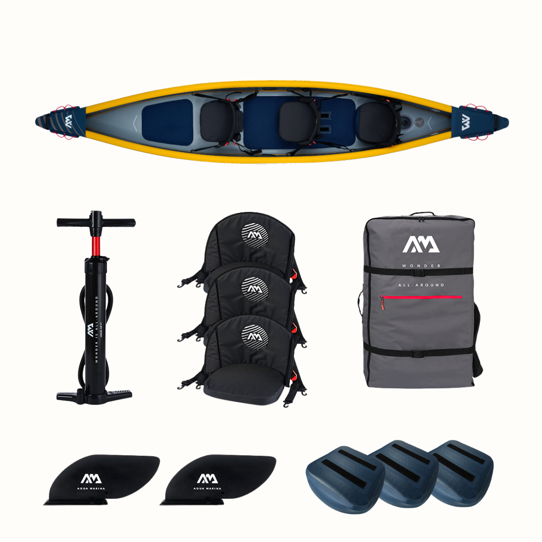 O Caiaque Tomahawk Air-C para 3 pessoas da AQUA MARINA. Esta linha de água longa, ultra-estável e rígida, é óptima para exploradores.