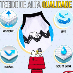 T-shirt Snoopy para Cães Zooz Pets - Confortável, Alta Qualidade e Design Exclusivo - Sleeping Black & White