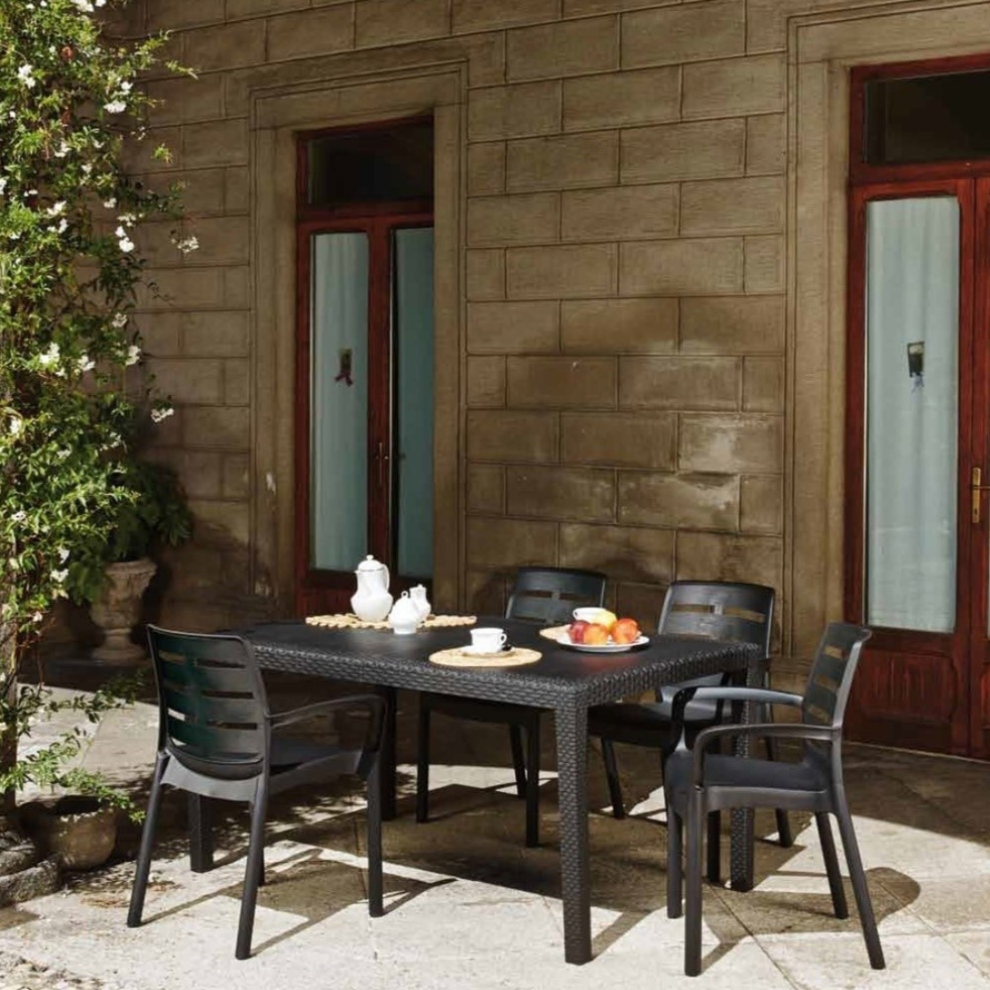 Conjunto de 4 Cadeiras Borneo Antracite IPAE PROGARDEN (60.5x54x82cm)