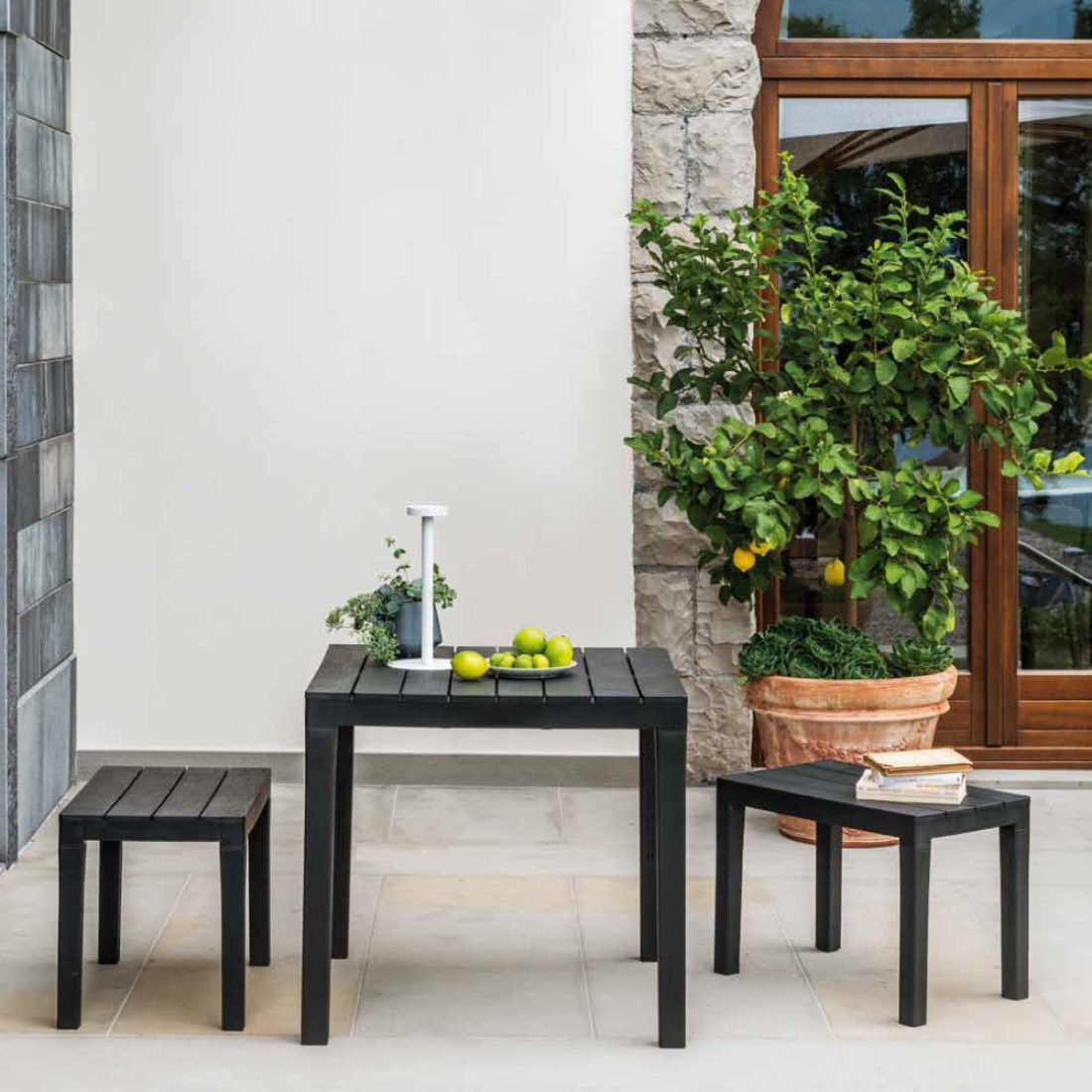 Mesa de Jardim Bali Antracite IPAE PROGARDEN (78x78x73cm)