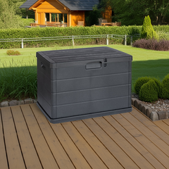 Baúl de almacenamiento exterior IPAE PROGARDEN Alpha Antracita – 340 litros, 4 ruedas y diseño elegante (118x59x57cm)