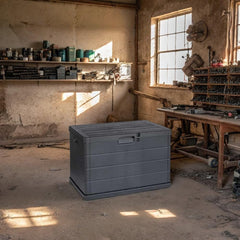 Baúl de almacenamiento exterior IPAE PROGARDEN Alpha Antracita – 340 litros, 4 ruedas y diseño elegante (118x59x57cm)