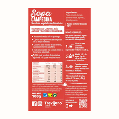 Sopa Camponesa Vegan: Preparado de vegetais desidratados. Recria a famosa sopa italiana Minestrone. Preparação rápida.