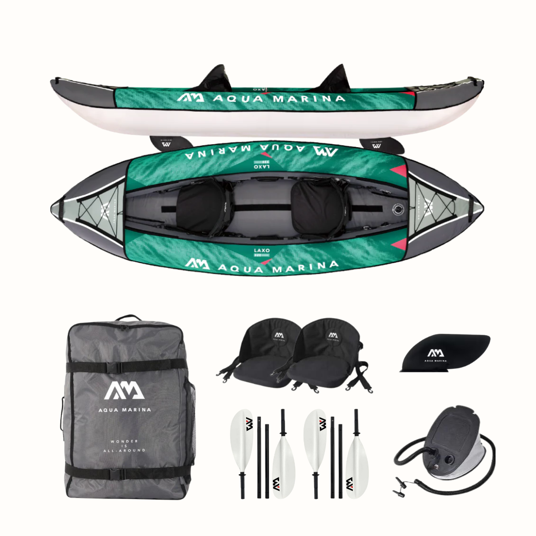 Caiaque de Passeio Insuflável LAXO-320 Aqua Marina (320x90cm) – 2 Pessoas, Estabilidade e Conforto em Lagos e Rios
