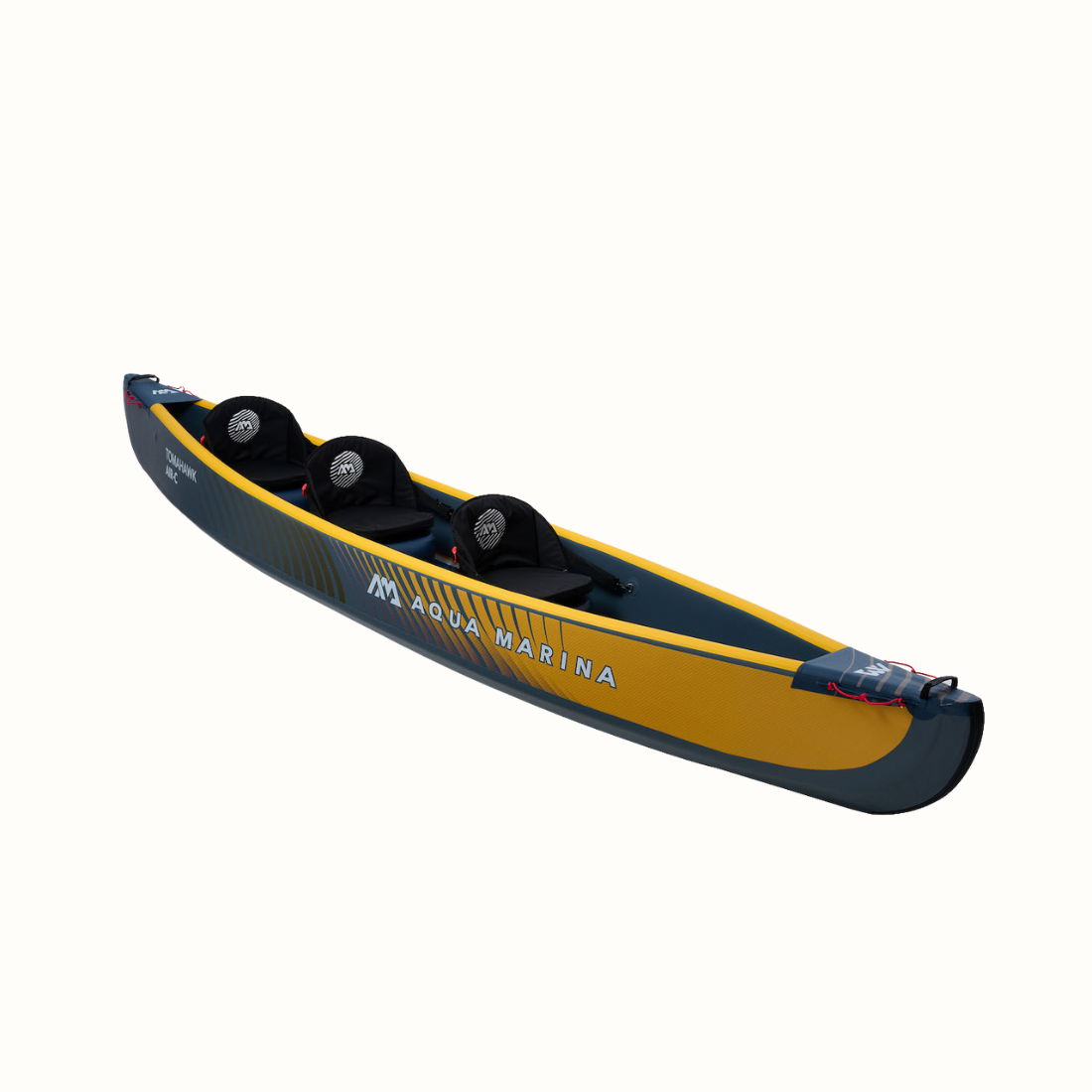 O Caiaque Tomahawk Air-C para 3 pessoas da AQUA MARINA. Esta linha de água longa, ultra-estável e rígida, é óptima para exploradores.