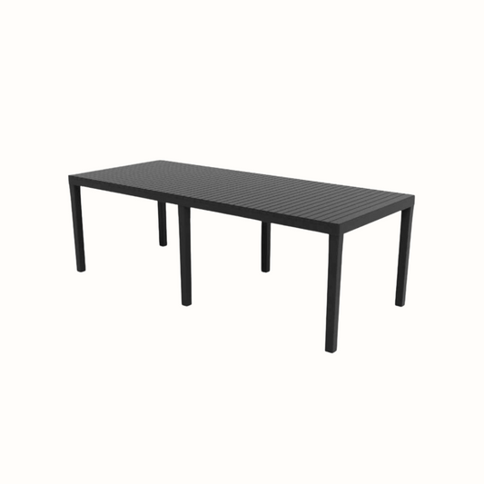 Mesa IPAE PROGARDEN em plástico, de cor preta, com ranhuras e 6 pés de suporte. Sobre fundo branco. 