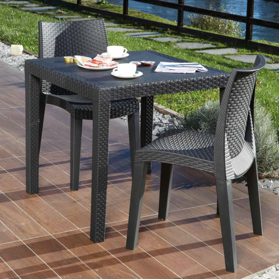 Mesa de Jardim King Antracite (79x79x72cm) - IPAE PROGARDEN