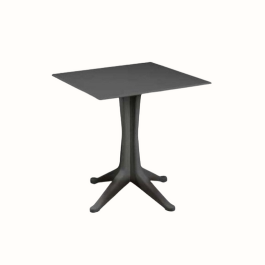 Mesa quadrada IPAE PROGARDEN de plástico de cor cinzenta, exibida sobre fundo branco. 