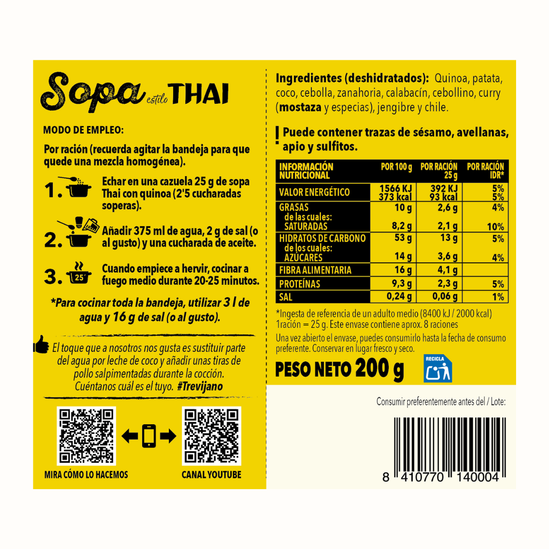 Pack de 7 Bolsas de Sopa Thai - TREVIJANO
