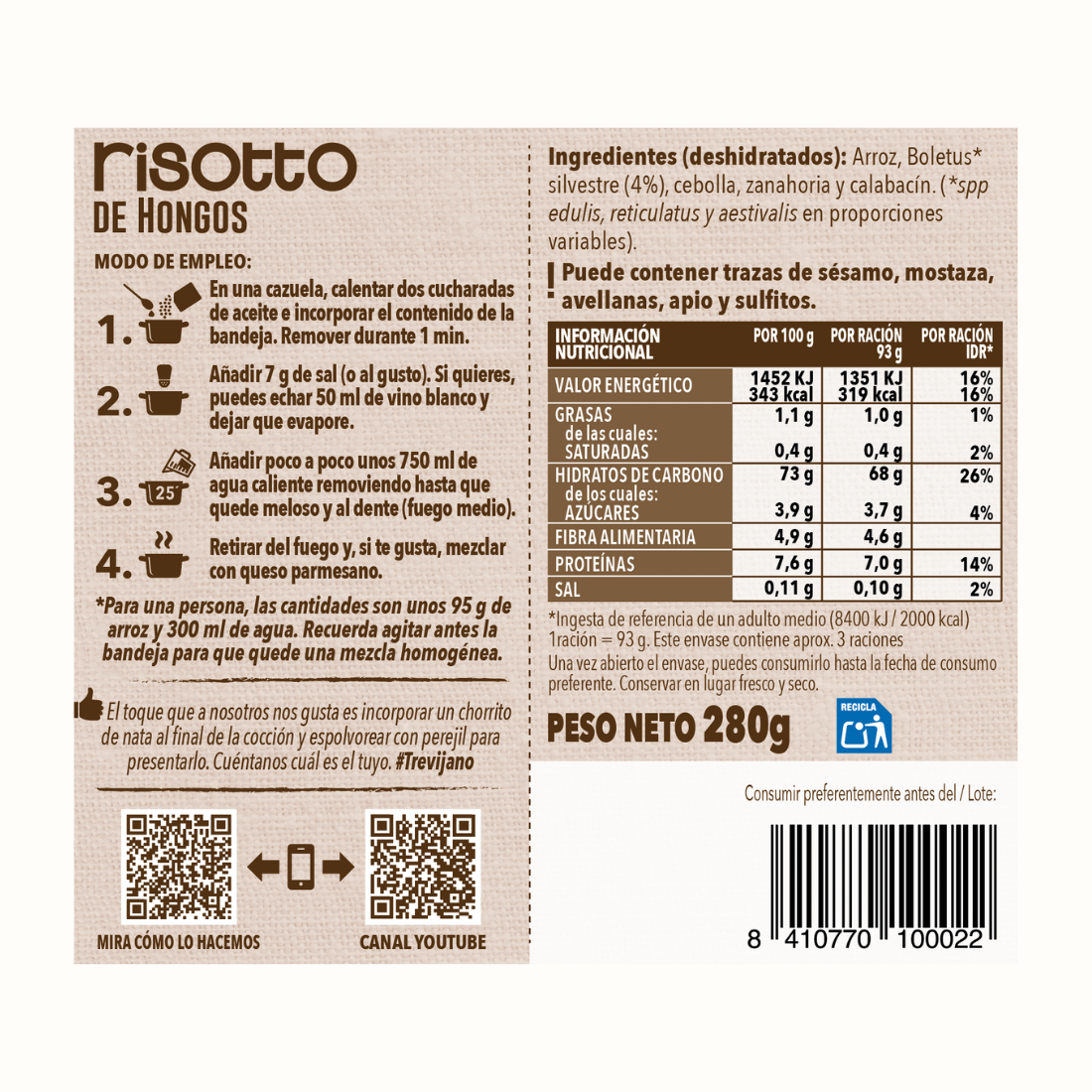 Pack de 7 Bolsas de Risoto de Cogumelos  - TREVIJANO