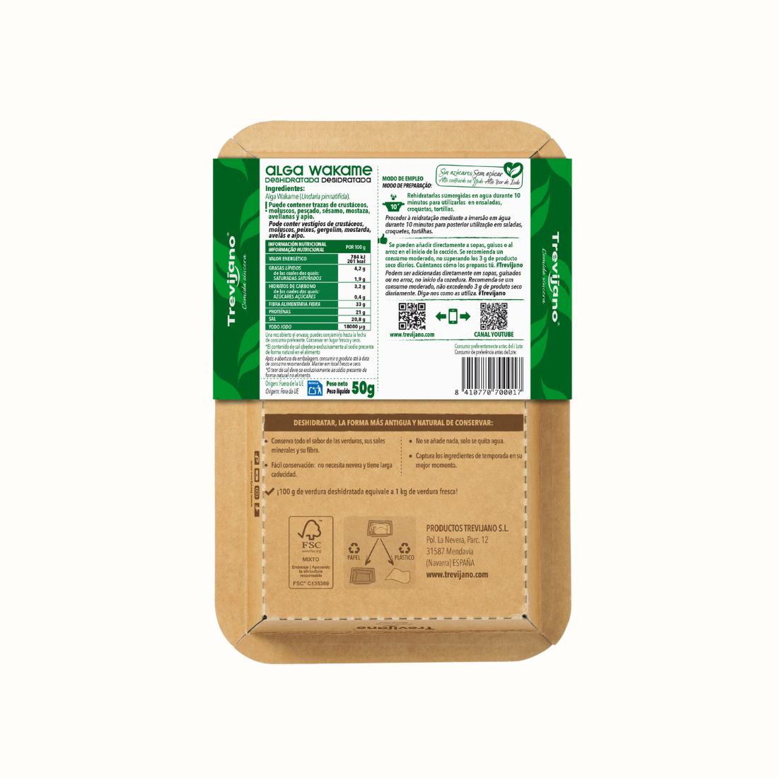 Pack de 7 Bolsas de Alga Wakame desidratada - TREVIJANO