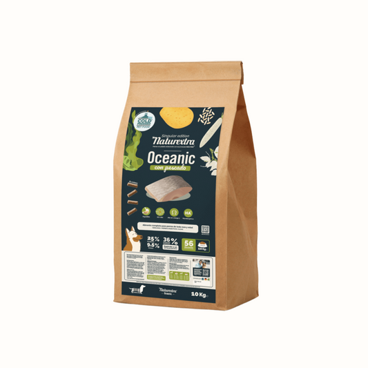 Pienso seco Naturextra Oceanic para perros de 10 kg: monoproteico, hipoalergénico, sin gluten e ideal para todas las razas y edades