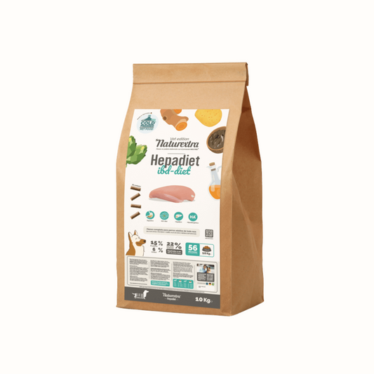 Pienso seco para perros Naturextra Hepadiet 10 kg: hipoalergénico, sin gluten, ideal para perros sensibles y perros con problemas hepáticos o renales