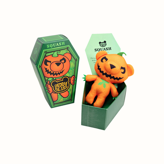 Oso de peluche Deddy Squash en ataúd