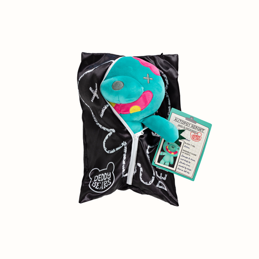 Muñeco de peluche de oso Deddy en bolsa para autopsia