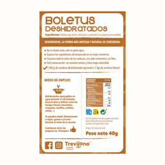 Boletus desidratados Trevijano: toque gourmet em saladas, croquetes, molhos ou guisados. Explore sua versatilidade!