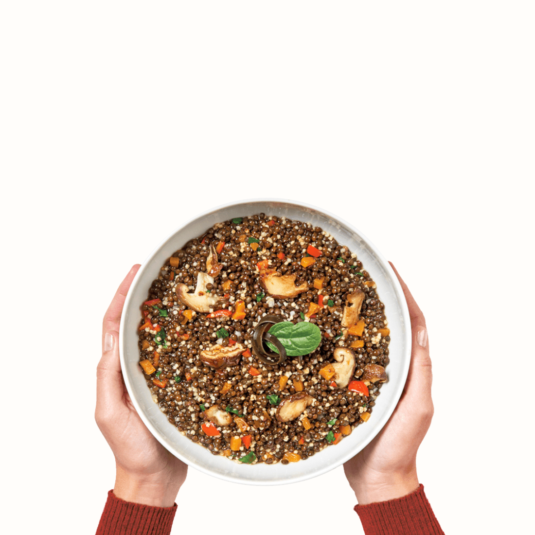 Lentilhas Beluga com Painço e Shiitake: Sabor e nutrição estão combinados nesta refeição saudável e deliciosa.