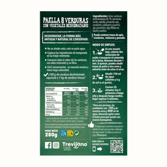 Paella de 8 Verduras Vegan: Arroz e vegetais desidratados para uma paelha autêntica, saudável e saborosa. Refeição rápida e fácil.