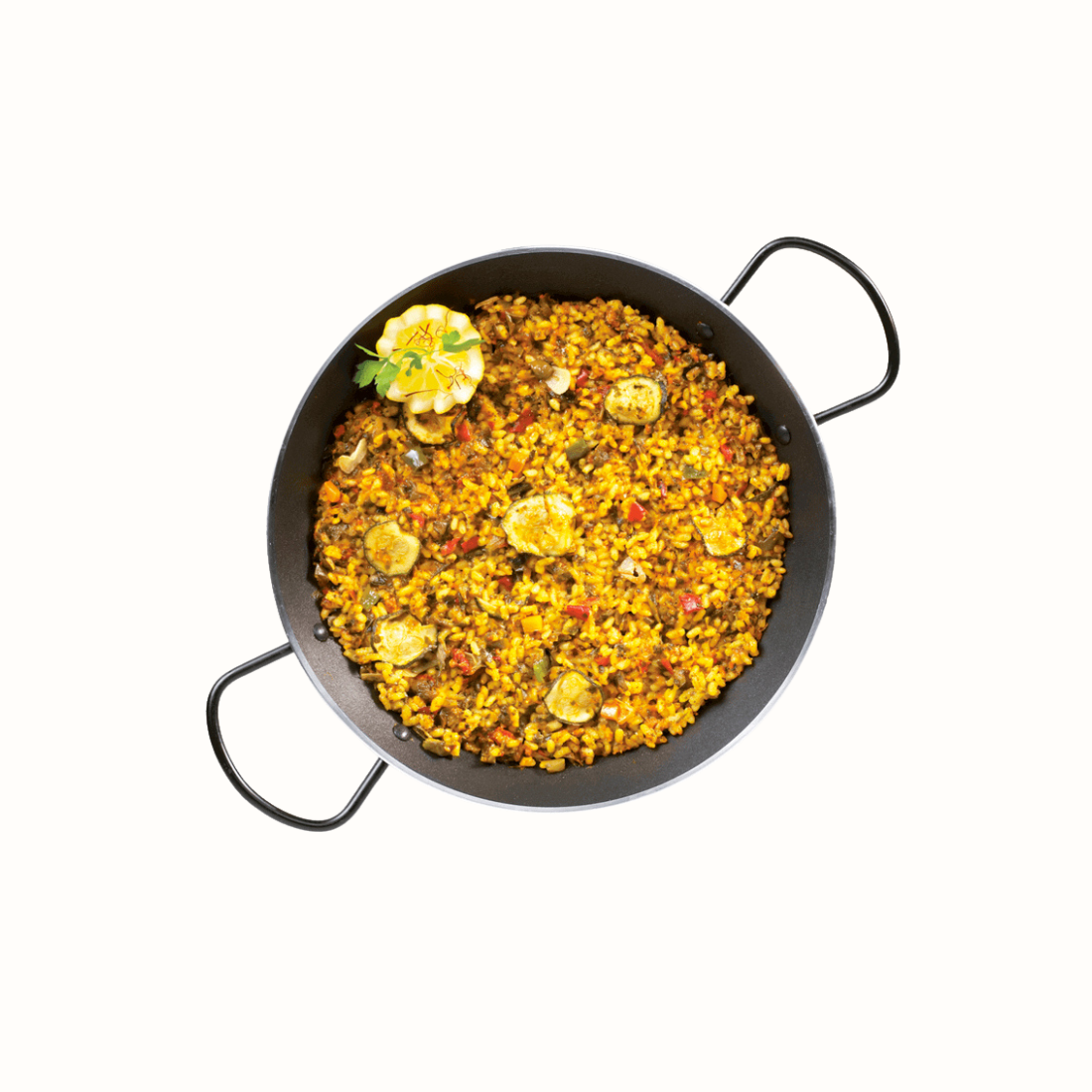 Paella de 8 Verduras Vegan: Arroz e vegetais desidratados para uma paelha autêntica, saudável e saborosa. Refeição rápida e fácil.
