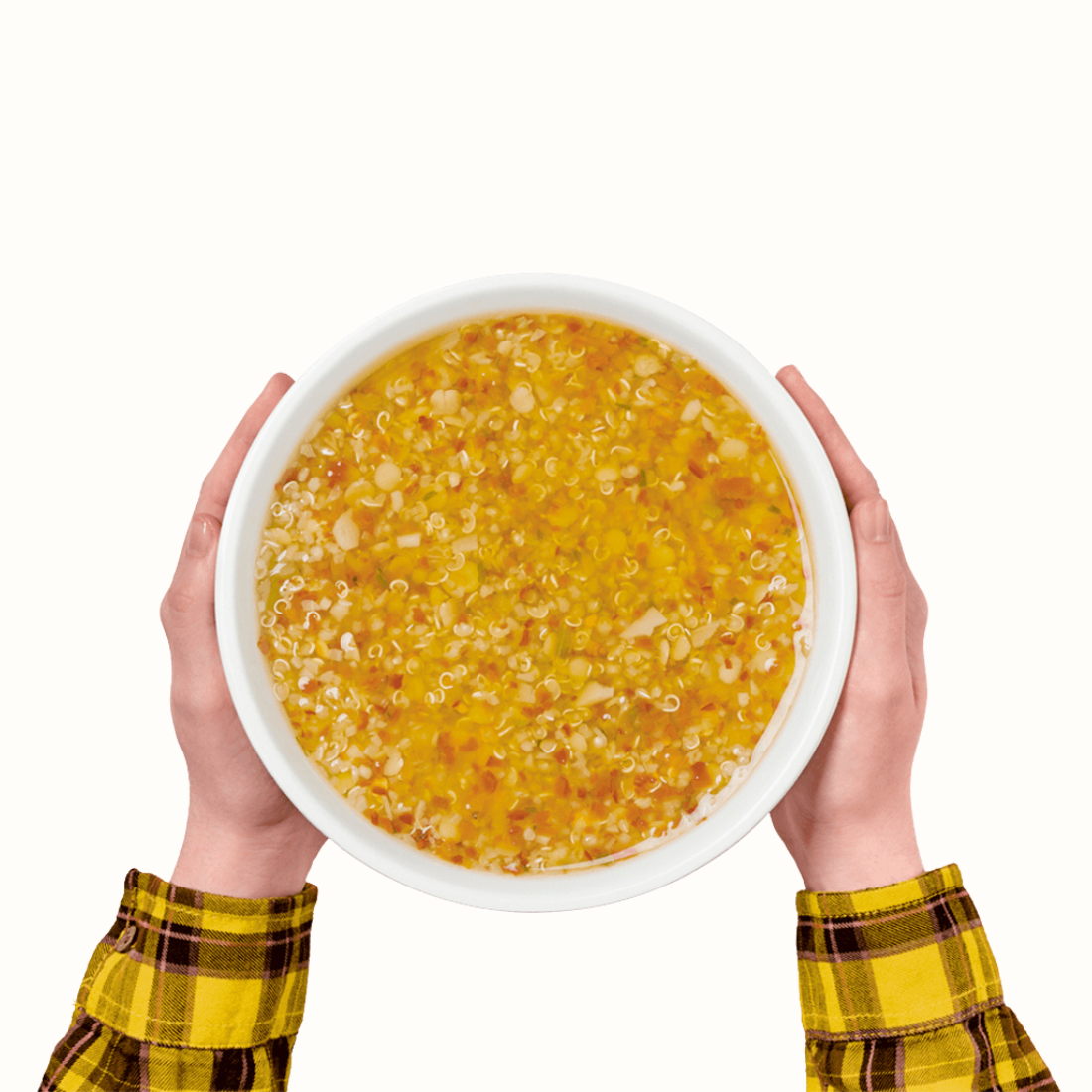 Sopa de Quinoa Vegan: Preparado de vegetais desidratados. Ingredientes 100% naturais. Preparação rápida e fácil.