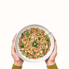 Quinoa Tricolor com Shiitake e Avelãs: Uma explosão de sabor e textura em cada garfada. Delicioso e nutritivo